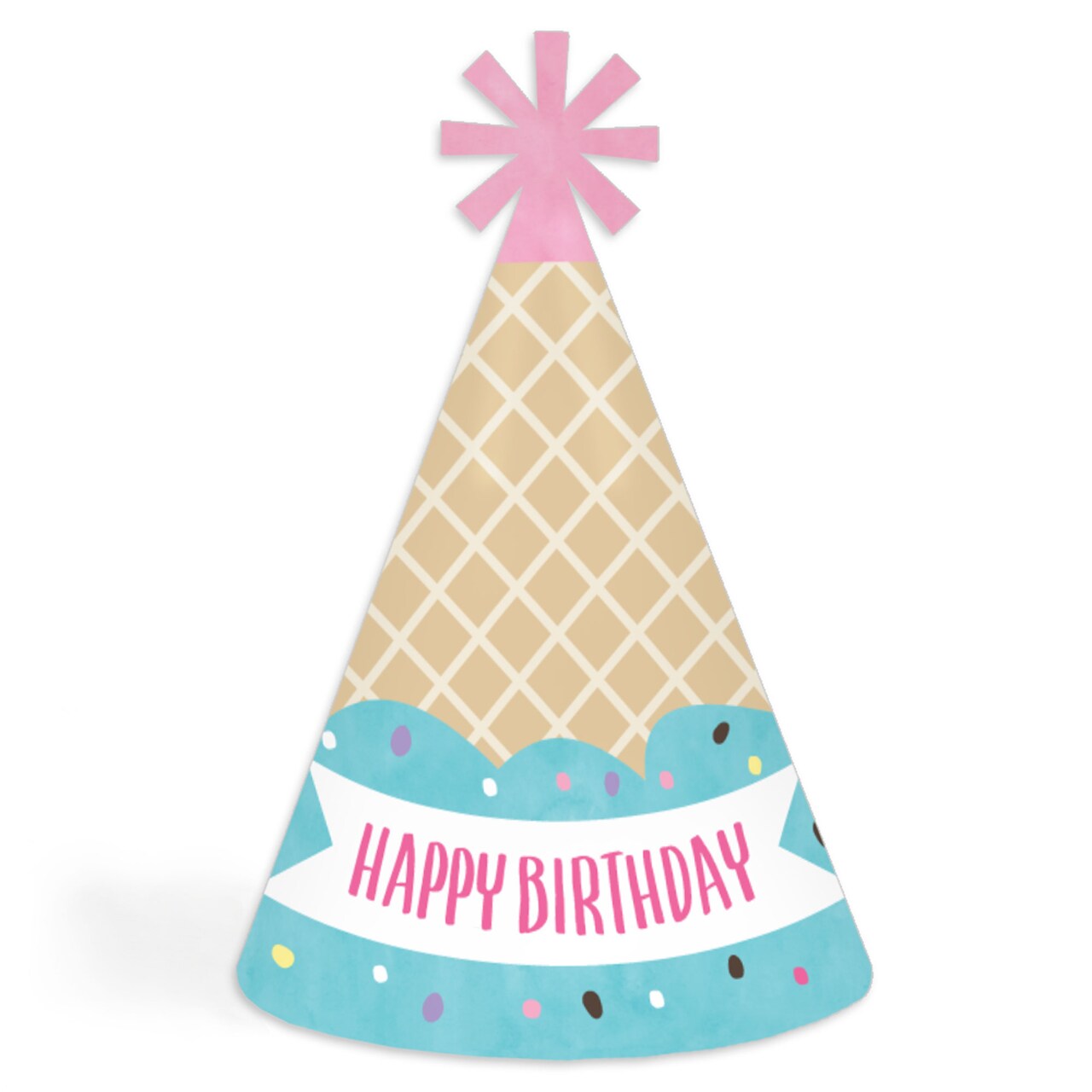 Big Dot of Happiness Scoop Up The Fun - Ice Cream - Cone Happy Birthday Party Hats for Kids and Adults - Set of 8 (Standard Size)